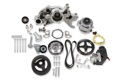 LS Engine Drive Kit, Mid Mount, Includes Alternator, P/S Pump, Tensioner, Belt, & Pulleys, Fits ALL LS Engines Except with Dry Sump and/or Supercharger