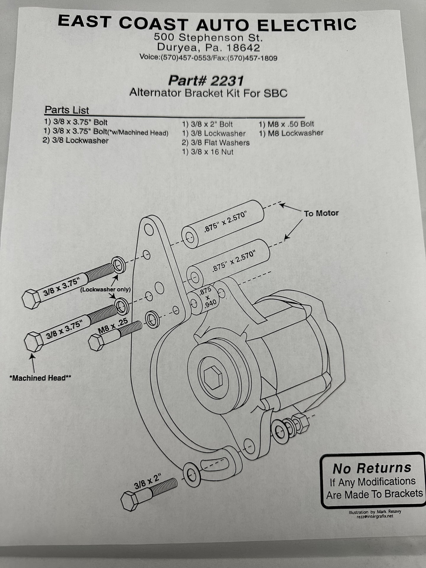 SBC, Alternator Bracket, 2025/2027 Alternators, Low Mount, Aluminum