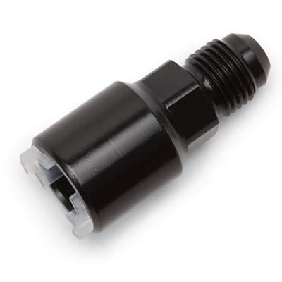 3/8" Quick-Disconnect EFI Adapter Fitting, 3/8" Hard Tube SAE Quick Female x #6 Male, Black