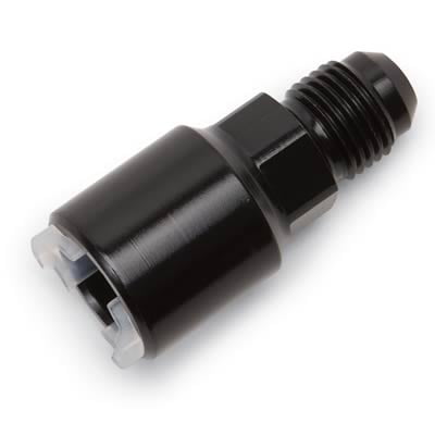 5/16" Quick-Disconnect EFI Adapter Fitting, 5/16" Hard Tube SAE Quick Female x #6 Male, Black