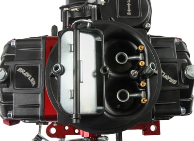 750 CFM, Brawler Series Carburetor, Black/Red, 4150 Flange, 4160 Style Dual Feed, Electric Choke, Vacuum Secondary, Elect. Choke