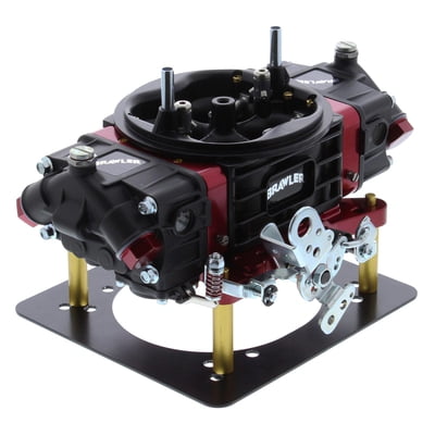 850 CFM Brawler Race Carburetor Mechanical Secondary -4150 Changeable Air Bleeds; 4 Corner Idle Adjustment, Black/Red