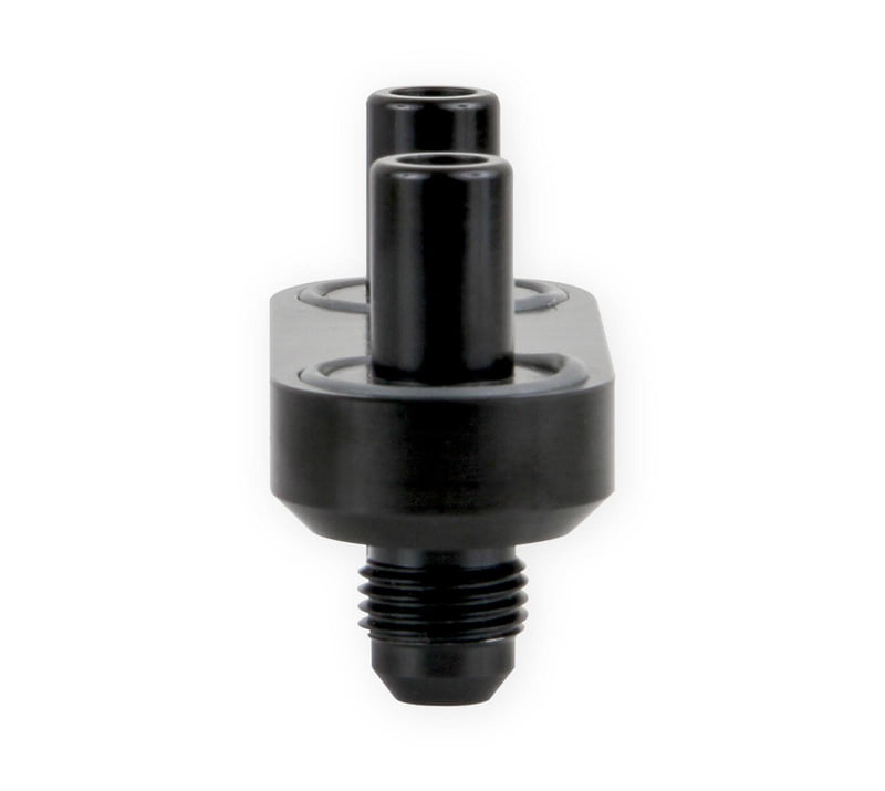 GM Transmission Cooler Adapter, Fits GM 6L80, 6L90, and 8L90E Transmissions, -6 AN Male Flares, Black Anodized Finish