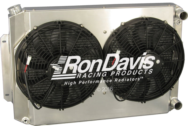 LS Conversion Radiator, 67-69 Camaro / Firebird, w/ Dual 13" Spal Fans (3420 CFM) & Shroud, Ron Davis