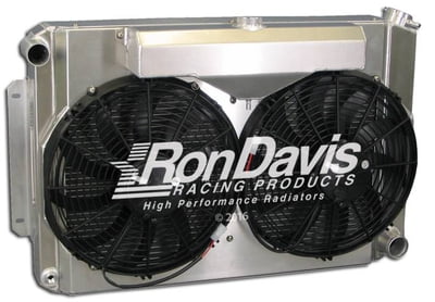 Ron Davis Radiator, 67-69 Camaro, w/ Dual 13" Spal Fans & Shroud, Inntegrated Coolant Recovery Tank, NO Trans Cooler