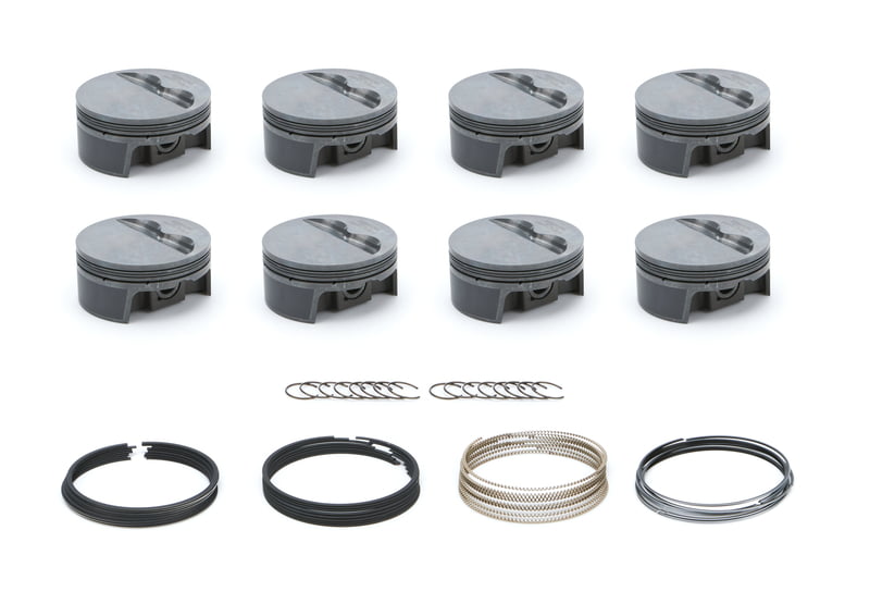 Piston and Ring Kit, Forged, Flat Top, 4.165" Bore, 1.125" CH, 1.00mm x 1.00mm x 2.00mm Iron Rings, Set of 8