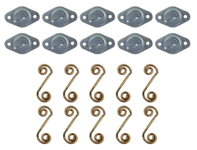 Flush Head .650" Slotted DZUS, Self-Ejecting Fastener, Steel, Cadmium Plated, Anchor Springs, Set of 10