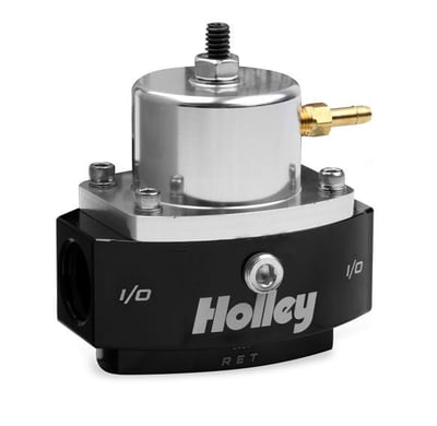 HOL-12-879 EFI/Carb Return/Bypass Regulator, 2 Springs Included, Adjustable 4-65 psi, 1/8" NPT Gauge Port, Billet Fuel Pressure Regulator, 3/8” NPT In / Out / Return, Boost Reference - 1:1