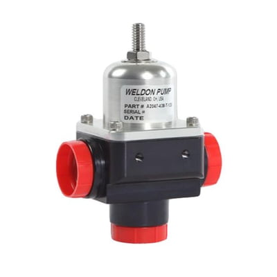 High Flow Bypass Regulator, 28-120PSI, Teflon Diaphragm, .438" Bypass Orifice, 12AN Pressure & Return Ports, 1/8" NPT Gauge Port