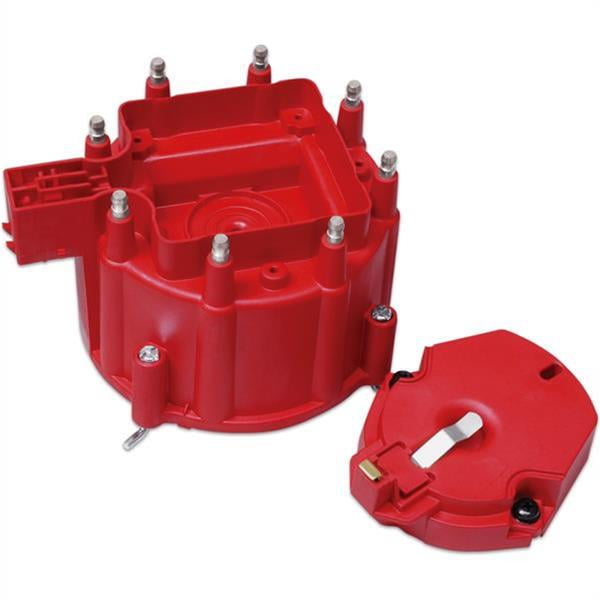 GM HEI Cap and Rotor, Red, Male/HEI, Stainless Terminals, Clamp-Down, V8