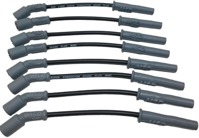 Spark Plug Wires, LS Truck, 12" Long, Super Conductor, 8.5mm, Black, M/A Boots, Chevy,, Set