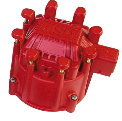 GM, Distributor Cap, Male/HEI-Style, Red, Clamp-Down, GM, V8, GM HEI Replacement