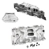 SBC, Dual Plane Intake Manifold, Stealth, Natural, Aluminum, Non-EGR, 4150 Square Bore, Chevy Small Block Gen I, 1500-6700 RPM