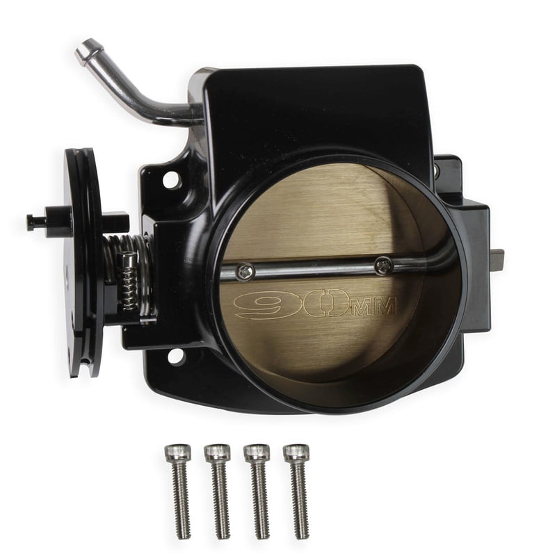 90MM Throttle Body, Black, LS Engine, LS1 / LS2 / LS3 / LS6 / LS7, W/ GM IAC & TPS Provision, 4 Bolt, Cable Operated